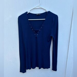 Express Navy V-Neck w/ String Tie